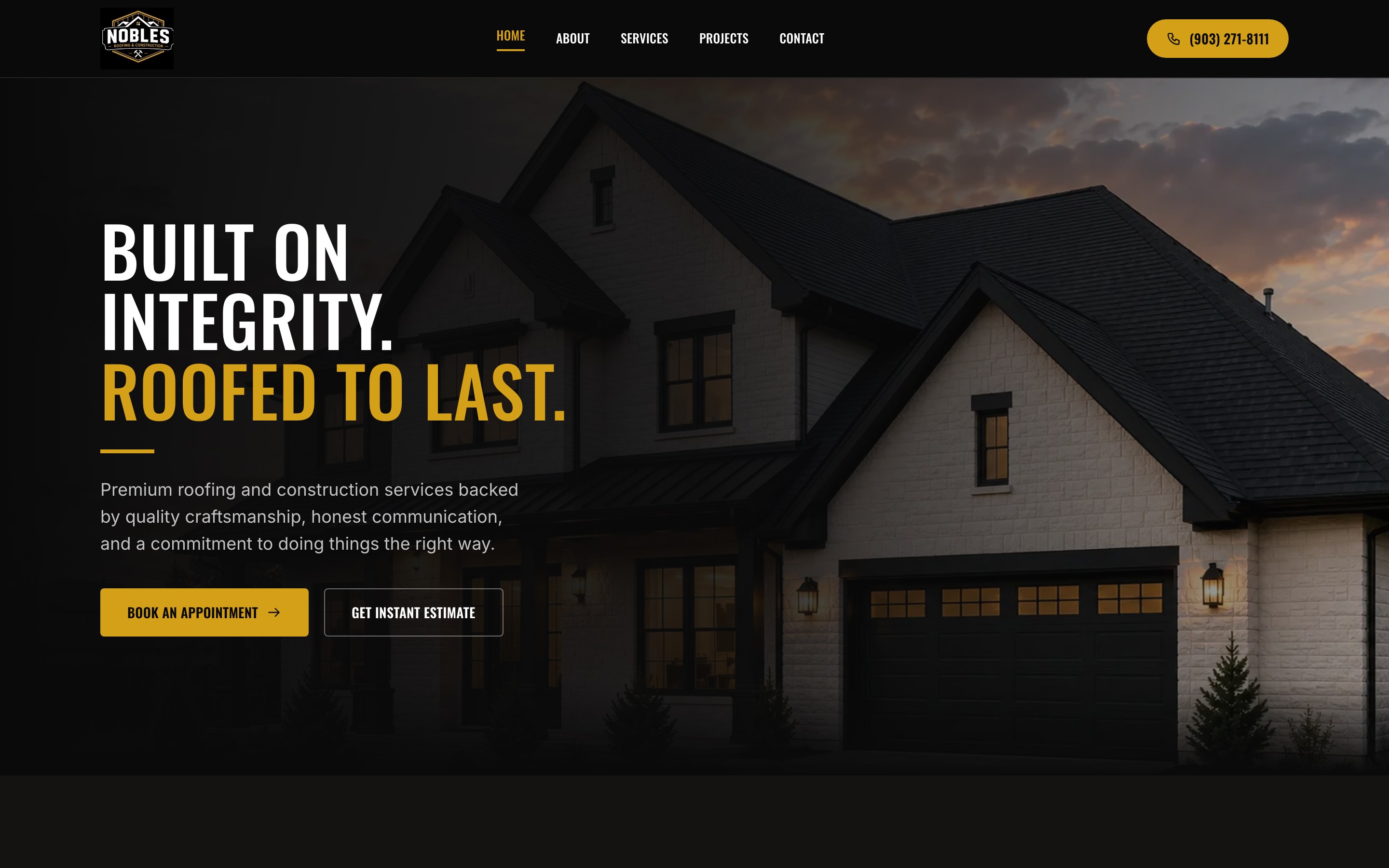 Nobles Roofing homepage